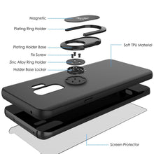 Cargar imagen en el visor de la galería, Galaxy S9 PLUS, Punkcase Magnetix Protective TPU Cover W/ Kickstand, Ring Grip Holder &amp; Metal Plate for Magnetic Car Phone Mount PLUS PunkShield Screen Protector for Samsung S9+ Edge [Black] (Color in image: blue)
