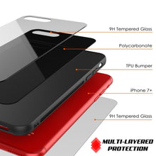 Load image into Gallery viewer, iPhone 8 PLUS Case, Punkcase GlassShield Ultra Thin Protective 9H Full Body Tempered Glass Cover W/ Drop Protection &amp; Non Slip Grip for Apple iPhone 7 PLUS / Apple iPhone 8 PLUS (Black) (Color in image: Red)
