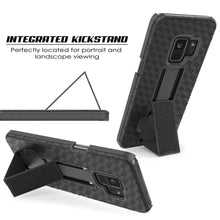 Cargar imagen en el visor de la galería, Punkcase Galaxy S9 Case With Screen Protector, Holster Belt Clip &amp; Built-In Kickstand Non Slip Dual Layer Hybrid TPU Full Body Protection [Thin Fit] for Samsung Galaxy S9 Edge [Black] 
