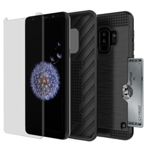 Galaxy S9 Plus Case, PUNKcase [SLOT Series] [Slim Fit] Dual-Layer Armor Cover w/Integrated Anti-Shock System, Credit Card Slot [Black] (Color in image: White)