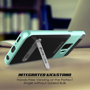 Galaxy S9 Case, PUNKcase [LUCID 3.0 Series] [Slim Fit] [Clear Back] Armor Cover w/ Integrated Kickstand, Anti-Shock System & PUNKSHIELD Screen Protector for Samsung Galaxy S9 [Teal] (Color in image: Grey)