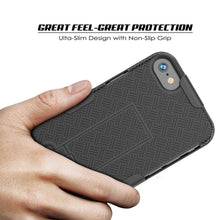 Cargar imagen en el visor de la galería, Punkcase iPhone 8 / 7 Case With Tempered Glass Screen Protector, Holster Belt Clip &amp; Built-In Kickstand Non Slip Dual Layer Hybrid TPU Full Body Protection [Thin Fit] for Apple iPhone 7 &amp; 8 [Black] 
