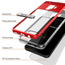Cargar imagen en el visor de la galería, Galaxy S9+ Plus Case, PUNKcase [LUCID 3.0 Series] [Slim Fit] [Clear Back] Armor Cover w/ Integrated Kickstand, Anti-Shock System &amp; PUNKSHIELD Screen Protector for Samsung Galaxy S9+ Plus [Red] (Color in image: Black)
