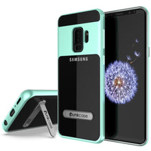 Cargar imagen en el visor de la galería, Galaxy S9+ Plus Case, PUNKcase [LUCID 3.0 Series] [Slim Fit] [Clear Back] Armor Cover w/ Integrated Kickstand, Anti-Shock System &amp; PUNKSHIELD Screen Protector for Samsung Galaxy S9+ Plus [Teal] (Color in image: Teal)
