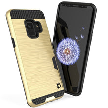 Cargar imagen en el visor de la galería, Galaxy S9 Case, PUNKcase [SLOT Series] [Slim Fit] Dual-Layer Armor Cover w/Integrated Anti-Shock System, Credit Card Slot [Gold] (Color in image: Grey)
