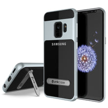 Cargar imagen en el visor de la galería, Galaxy S9 Case, PUNKcase [LUCID 3.0 Series] [Slim Fit] [Clear Back] Armor Cover w/ Integrated Kickstand, Anti-Shock System &amp; PUNKSHIELD Screen Protector for Samsung Galaxy S9 [Silver] (Color in image: Silver)
