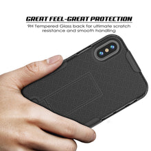 Cargar imagen en el visor de la galería, Punkcase iPhone X Case With Tempered Glass Screen Protector, Holster Belt Clip &amp; Built-In Kickstand Non Slip Dual Layer Hybrid TPU Full Body Protection [Thin Fit] for Apple iPhone 10 [Black] 
