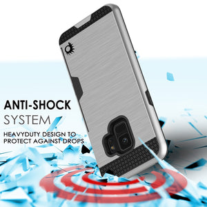 Galaxy S9 Case, PUNKcase [SLOT Series] [Slim Fit] Dual-Layer Armor Cover w/Integrated Anti-Shock System, Credit Card Slot [Silver] (Color in image: Gold)