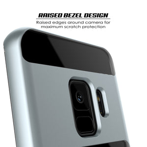 Galaxy S9 Case, PUNKcase [LUCID 3.0 Series] [Slim Fit] [Clear Back] Armor Cover w/ Integrated Kickstand, Anti-Shock System & PUNKSHIELD Screen Protector for Samsung Galaxy S9 [Silver] 