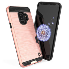 Cargar imagen en el visor de la galería, Galaxy S9 Plus Case, PUNKcase [SLOT Series] [Slim Fit] Dual-Layer Armor Cover w/Integrated Anti-Shock System, Credit Card Slot  [Rose Gold] (Color in image: Grey)
