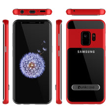 Cargar imagen en el visor de la galería, Galaxy S9 Case, PUNKcase [LUCID 3.0 Series] [Slim Fit] [Clear Back] Armor Cover w/ Integrated Kickstand, Anti-Shock System &amp; PUNKSHIELD Screen Protector for Samsung Galaxy S9 [Red] (Color in image: Silver)
