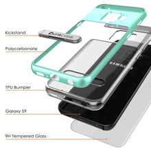Cargar imagen en el visor de la galería, Galaxy S9 Case, PUNKcase [LUCID 3.0 Series] [Slim Fit] [Clear Back] Armor Cover w/ Integrated Kickstand, Anti-Shock System &amp; PUNKSHIELD Screen Protector for Samsung Galaxy S9 [Teal] (Color in image: Black)
