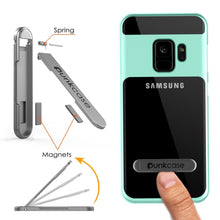 Cargar imagen en el visor de la galería, Galaxy S9 Case, PUNKcase [LUCID 3.0 Series] [Slim Fit] [Clear Back] Armor Cover w/ Integrated Kickstand, Anti-Shock System &amp; PUNKSHIELD Screen Protector for Samsung Galaxy S9 [Teal] (Color in image: Red)
