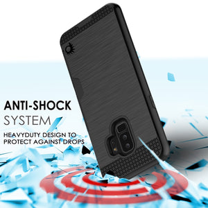 Galaxy S9 Plus Case, PUNKcase [SLOT Series] [Slim Fit] Dual-Layer Armor Cover w/Integrated Anti-Shock System, Credit Card Slot [Black] (Color in image: Gold)