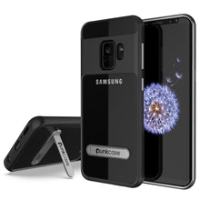 Cargar imagen en el visor de la galería, Galaxy S9 Case, PUNKcase [LUCID 3.0 Series] [Slim Fit] [Clear Back] Armor Cover w/ Integrated Kickstand, Anti-Shock System &amp; PUNKSHIELD Screen Protector for Samsung Galaxy S9 [Black] (Color in image: Black)
