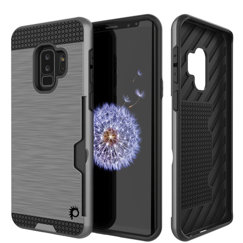 Galaxy S9 Plus Case, PUNKcase [SLOT Series] [Slim Fit] Dual-Layer Armor Cover w/Integrated Anti-Shock System [Grey] (Color in image: Grey)