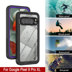 Caso impermeable de Google Pixel 9 Pro XL, cubierta de armadura punkcase [extrema] con protector de pantalla incorporado [púrpura]