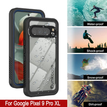 Cargar imagen en el visor de la galería, Caso impermeable de Google Pixel 9 Pro XL, cubierta de armadura punkcase [serie extrema] con protector de pantalla incorporado [azul marino]
