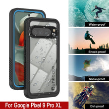 Cargar imagen en el visor de la galería, Caso impermeable de Google Pixel 9 Pro XL, cubierta de armadura punkcase [serie extrema] con protector de pantalla incorporado [azul claro]
