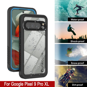 Caso impermeable de Google Pixel 9 Pro XL, cubierta de armadura punkcase [serie extrema] con protector de pantalla incorporado [azul claro]
