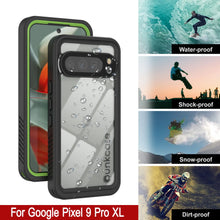 Cargar imagen en el visor de la galería, Caso impermeable de Google Pixel 9 Pro XL, cubierta de armadura punkcase [serie extrema] con protector de pantalla incorporado [verde claro]
