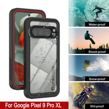 Cargar imagen en el visor de la galería, Caso impermeable de Google Pixel 9 Pro XL, Punkcase [serie extrema] Cubierta de armadura con protector de pantalla incorporado [rojo]
