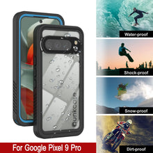 Cargar imagen en el visor de la galería, Caso impermeable de Google Pixel 9 Pro, cubierta de armadura punkcase [serie extrema] con protector de pantalla incorporado [azul claro]

