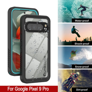 Caso impermeable de Google Pixel 9 Pro, cubierta de armadura punkcase [serie extrema] con protector de pantalla incorporado [verde azulado]