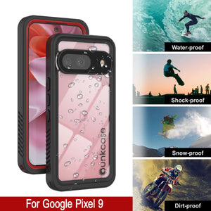 Caso impermeable de Google Pixel 9, cubierta de armadura punkcase [serie extrema] con protector de pantalla incorporado [rojo]