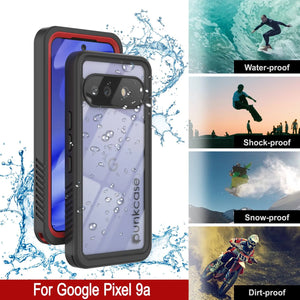Caso impermeable de Google Pixel 9a, cubierta de armadura punkcase [serie extrema] con protector de pantalla incorporado [rojo]