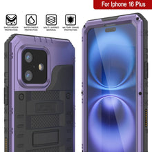 Cargar imagen en el visor de la galería, iPhone 16 Plus Metal Extreme 3.0 Serie Estuche impermeable aluminio IP68 w/buillt en la pantalla Protector y Kickstand [Purple]
