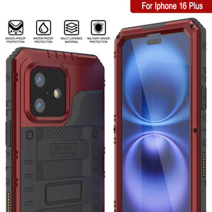 iPhone 16 Plus Metal Extreme 3.0 Serie Estuche impermeable aluminio IP68 w/buillt en la pantalla Protector y Kickstand [rojo]