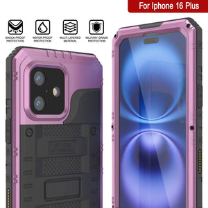 Case impermeable de aluminio de iPhone 16 Plus Metal Extreme 3.0 IP68 con Buillt en la pantalla Protector y Kickstand [rosa]
