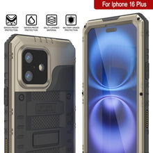 Cargar imagen en el visor de la galería, Case impermeable de aluminio de iPhone 16 Plus Metal Extreme 3.0 IP68 con protector de pantalla y Kickstand [dorado]
