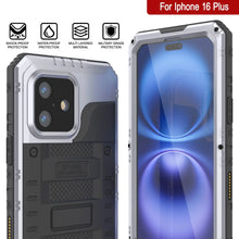 Cargar imagen en el visor de la galería, iPhone 16 Plus Metal Extreme 3.0 Serie Estuche impermeable de aluminio IP68 w/buillt en la pantalla Protector y Kickstand [blanco]
