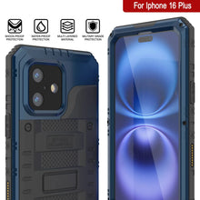 Cargar imagen en el visor de la galería, iPhone 16 Plus Metal Extreme 3.0 Serie Estuche impermeable aluminio IP68 w/buillt en la pantalla Protector y Kickstand [azul]

