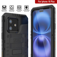 Cargar imagen en el visor de la galería, iPhone 16 Plus Metal Extreme 3.0 Serie Estuche impermeable de aluminio IP68 w/Buillt en la pantalla Protector y Kickstand [negro]
