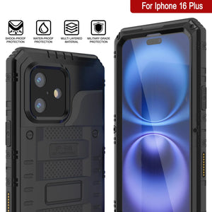 iPhone 16 Plus Metal Extreme 3.0 Serie Estuche impermeable de aluminio IP68 w/Buillt en la pantalla Protector y Kickstand [negro]