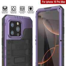 Cargar imagen en el visor de la galería, iPhone 16 Pro Max Metal Extreme 3.0 Estuche impermeable de aluminio IP68 con buillt en la pantalla Protector y Kickstand [púrpura]
