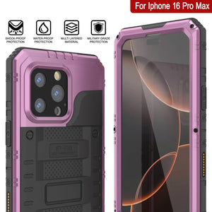 iPhone 16 Pro Max Metal Extreme 3.0 Estuche impermeable de aluminio IP68 con buillt en la pantalla Protector y Kickstand [rosa]