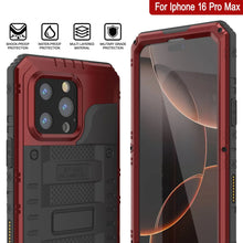 Cargar imagen en el visor de la galería, iPhone 16 Pro Max Metal Extreme 3.0 Estuche impermeable de aluminio IP68 con buillt en la pantalla Protector y Kickstand [rojo]
