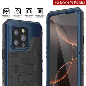 iPhone 16 Pro Max Metal Extreme 3.0 Estuche impermeable de aluminio IP68 con buillt en la pantalla Protector y Kickstand [azul]