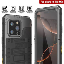 Cargar imagen en el visor de la galería, iPhone 16 Pro Max Metal Extreme 3.0 Estuche impermeable de aluminio IP68 con buillt en la pantalla Protector y Kickstand [Silver]

