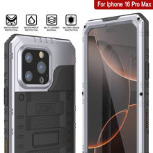 Cargar imagen en el visor de la galería, iPhone 16 Pro Max Metal Extreme 3.0 Estuche impermeable de aluminio IP68 con buillt en la pantalla Protector y Kickstand [blanco]
