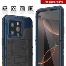 Load image into Gallery viewer, Caso impermeable de aluminio de la serie iPhone 16 Pro Metal Extreme 3.0 IP68 w/buillt en la pantalla Protector y Kickstand [azul]
