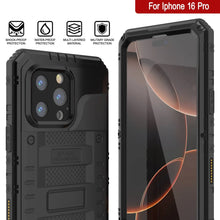 Load image into Gallery viewer, Case impermeable de aluminio iPhone 16 Pro Metal Extreme 3.0 aluminio IP68 con buillt en la pantalla Protector y Kickstand [negro]
