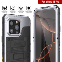 Load image into Gallery viewer, Caso impermeable de aluminio de la serie iPhone 16 Pro Metal 3.0 IP68 con protector de pantalla y Kickstand [blanco]
