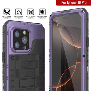 Caso impermeable de aluminio iPhone 16 Pro Metal Extreme 3.0 aluminio IP68 con buillt en la pantalla Protector y Kickstand [Purple]