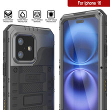 Cargar imagen en el visor de la galería, Case impermeable de aluminio de la serie Extreme 3.0 iPhone 16 con protector de pantalla y patada [plata]
