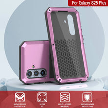 Cargar imagen en el visor de la galería, Galaxy S25 más estuche de metal, cubierta de armadura de grado militar de servicio pesado [prueba de choque] Cuerpo completo duro [rosa]

